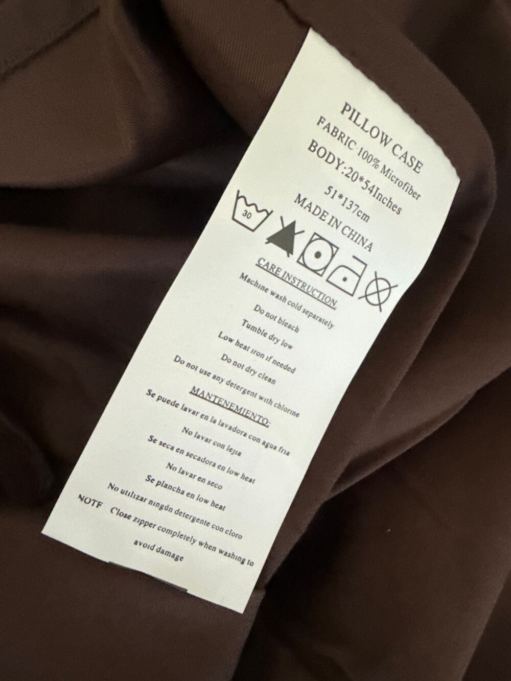 Chocolate Brown Body Pillowcase Cover 20X54 Brushed Microfiber NTBAY